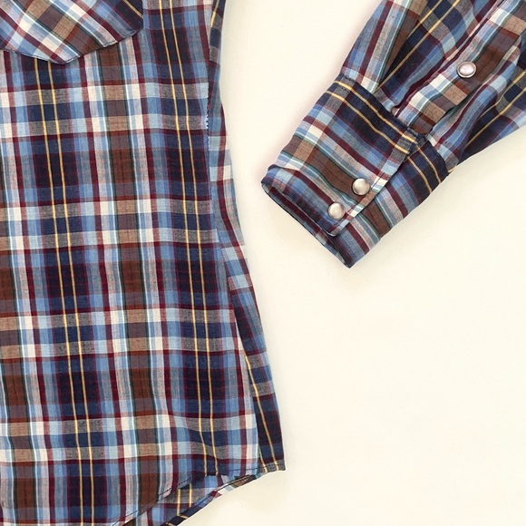 Vintage H Bar C Ranchwear SIZE ESTIMATED Permanent Press Long Tail Pearl Snap - Picture 5 of 16